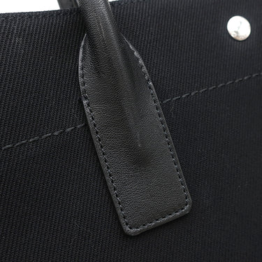 サンローラン SAINT LAURENT リヴ ゴーシュ 632539 ブラック キャンバス レザー トートバッグ シルバー金具 黒 RIVE GAUCHE