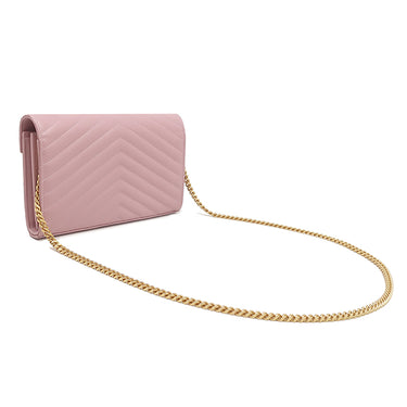 サンローラン SAINT LAURENT カサンドラ モノグラム チェーンウォレット 377828 テンダーピンク レザー チェーンウォレット ゴールド金具 ショルダー クラシック