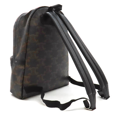 セリーヌ CELINE トリオンフ ミディアム バックパック 188382BOV.38SI ブラック×ブラウン レザー コーティングキャンバス トリオンフキャンバス リュック・デイパック シルバー金具 黒 茶
