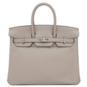 エルメス HERMES バーキン25 グリアスファルト トリヨンノビーヨ ハンドバッグ シルバー金具 グレージュ