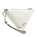 プラダ PRADA トライアングル クラッチ 1NE039 ビアンコ レザー クラッチバッグ シルバー金具 白 三角ロゴ ポーチ