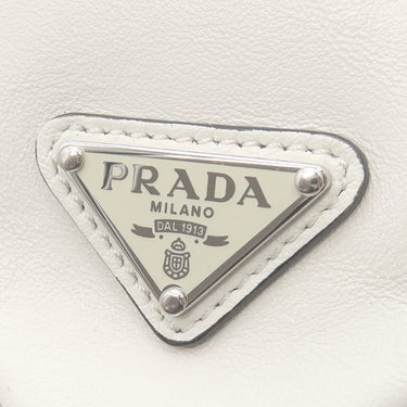 プラダ PRADA トライアングル クラッチ 1NE039 ビアンコ レザー クラッチバッグ シルバー金具 白 三角ロゴ ポーチ