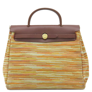エルメス HERMES エールバッグ PM オレンジ系 ヴィブラート トワルオフィシエ ヴァッシュハンター 2WAYバッグ ゴールド金具 オレンジ 茶 ショルダー ハンドバッグ