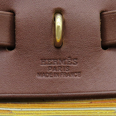 エルメス HERMES エールバッグ PM オレンジ系 ヴィブラート トワルオフィシエ ヴァッシュハンター 2WAYバッグ ゴールド金具 オレンジ 茶 ショルダー ハンドバッグ