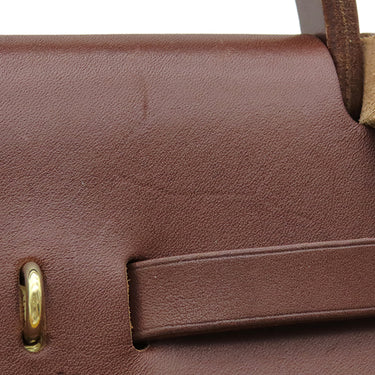 エルメス HERMES エールバッグ PM オレンジ系 ヴィブラート トワルオフィシエ ヴァッシュハンター 2WAYバッグ ゴールド金具 オレンジ 茶 ショルダー ハンドバッグ