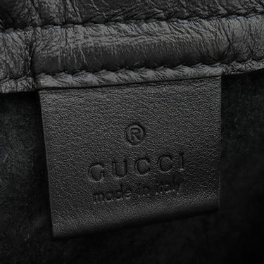 グッチ GUCCI スモール ドローストリング バックパック 523586 ブラック レザー 2WAYバッグ ゴールド金具 黒 ナップサック トート ロゴプリント