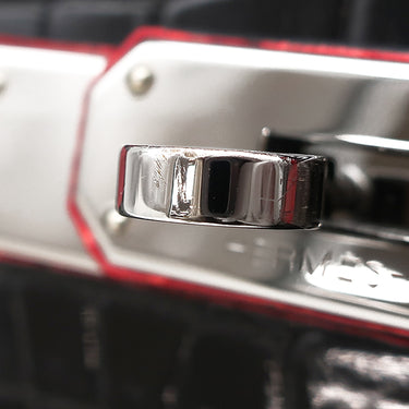 エルメス HERMES バーキン 35 ブラック×ブレイズ ポロサス ハンドバッグ シルバー金具 黒 赤 バイカラー クロコ ルテニウム金具