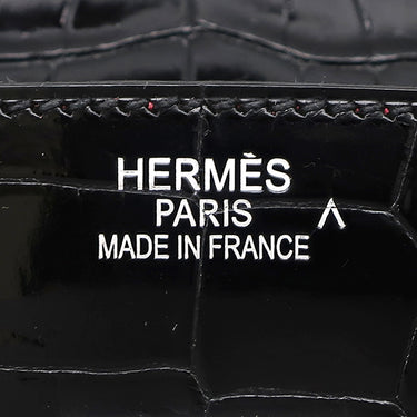 エルメス HERMES バーキン 35 ブラック×ブレイズ ポロサス ハンドバッグ シルバー金具 黒 赤 バイカラー クロコ ルテニウム金具