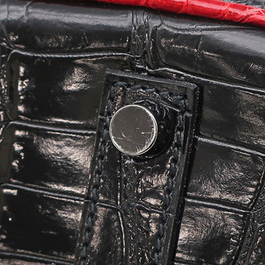 エルメス HERMES バーキン 35 ブラック×ブレイズ ポロサス ハンドバッグ シルバー金具 黒 赤 バイカラー クロコ ルテニウム金具