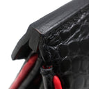 エルメス HERMES バーキン 35 ブラック×ブレイズ ポロサス ハンドバッグ シルバー金具 黒 赤 バイカラー クロコ ルテニウム金具