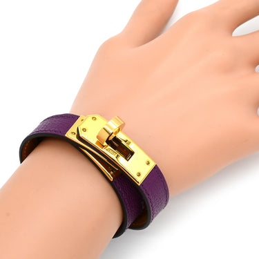 エルメス HERMES ケリードゥブルトゥール アネモネ GP シャムキラ T2 ブレスレット ゴールド金具 2重 2連 レザーブレス