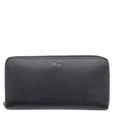クリスチャン・ディオール Christian Dior ジッピーウォレット 2UFBC011XLA ブラック レザー 長財布 シルバー金具 黒 ロゴ ラウンドジップ