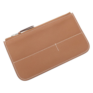 エルメス HERMES ドゴンデュオ ドゴンGM ゴールド エバーカラー 長財布 シルバー金具 茶 二つ折り財布