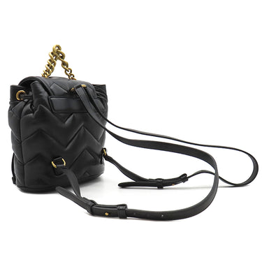 グッチ GUCCI GGマーモント ミニ バックパック 777253 ブラック レザー リュック・デイパック ゴールド金具 黒 キルティング