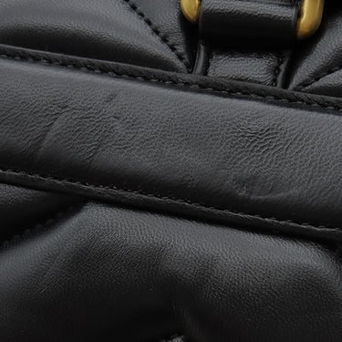 グッチ GUCCI GGマーモント ミニ バックパック 777253 ブラック レザー リュック・デイパック ゴールド金具 黒 キルティング