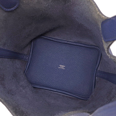 エルメス HERMES ピコタンロックPM ブルーアンクル トリヨンクレマンス ハンドバッグ シルバー金具 青 鍵1本欠品