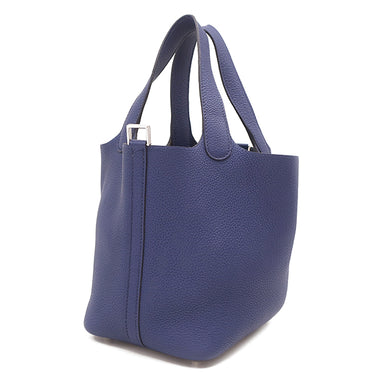 エルメス HERMES ピコタンロックPM ブルーアンクル トリヨンクレマンス ハンドバッグ シルバー金具 青 鍵1本欠品