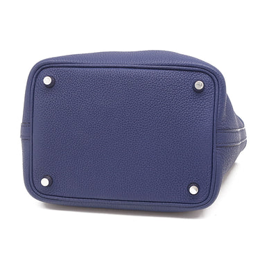 エルメス HERMES ピコタンロックPM ブルーアンクル トリヨンクレマンス ハンドバッグ シルバー金具 青 鍵1本欠品