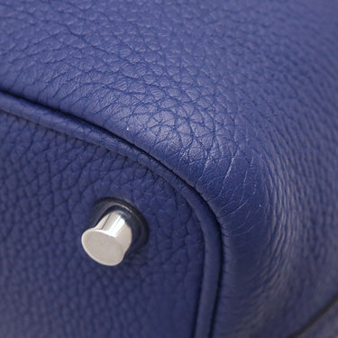 エルメス HERMES ピコタンロックPM ブルーアンクル トリヨンクレマンス ハンドバッグ シルバー金具 青 鍵1本欠品