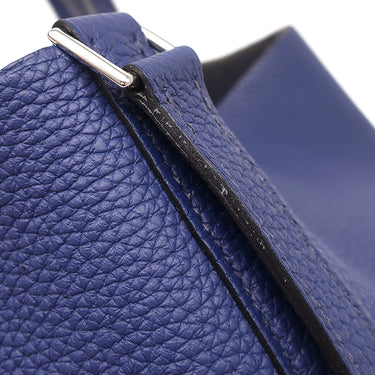 エルメス HERMES ピコタンロックPM ブルーアンクル トリヨンクレマンス ハンドバッグ シルバー金具 青 鍵1本欠品