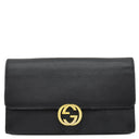 グッチ GUCCI インターロッキングG 510314 ブラック レザー チェーンウォレット ゴールド金具 チェーンショルダー ショルダーバッグ