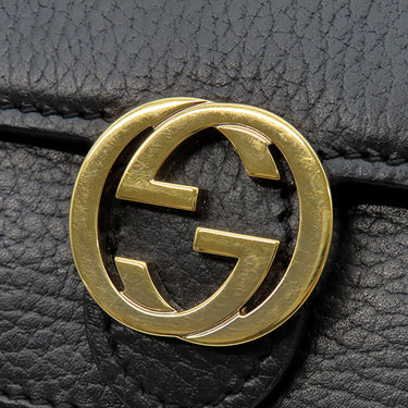 グッチ GUCCI インターロッキングG 510314 ブラック レザー チェーンウォレット ゴールド金具 チェーンショルダー ショルダーバッグ