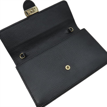 グッチ GUCCI インターロッキングG 510314 ブラック レザー チェーンウォレット ゴールド金具 チェーンショルダー ショルダーバッグ