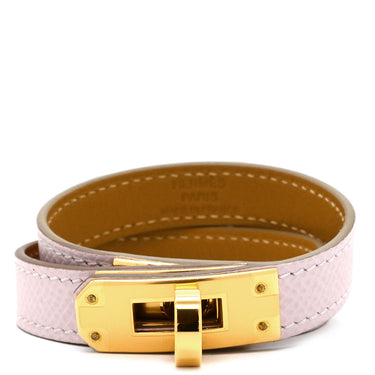 エルメス HERMES ケリードゥブルトゥール モーヴペール ヴォーエプソン GP T2 ブレスレット ゴールド金具 2重 2連 レザーブレス