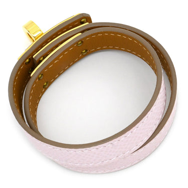 エルメス HERMES ケリードゥブルトゥール モーヴペール ヴォーエプソン GP T2 ブレスレット ゴールド金具 2重 2連 レザーブレス