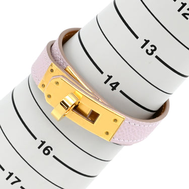 エルメス HERMES ケリードゥブルトゥール モーヴペール ヴォーエプソン GP T2 ブレスレット ゴールド金具 2重 2連 レザーブレス