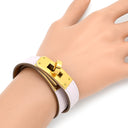 エルメス HERMES ケリードゥブルトゥール モーヴペール ヴォーエプソン GP T2 ブレスレット ゴールド金具 2重 2連 レザーブレス