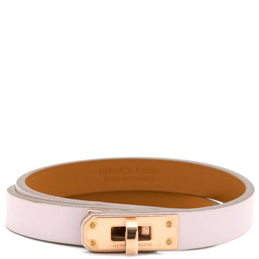 エルメス HERMES ミニ ケリードゥブルトゥール モーヴペール ヴォースイフト GP T2 ブレスレット ローズゴールド金具 ピンクゴールド金具 2重 2連 レザーブレス
