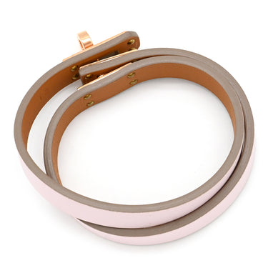 エルメス HERMES ミニ ケリードゥブルトゥール モーヴペール ヴォースイフト GP T2 ブレスレット ローズゴールド金具 ピンクゴールド金具 2重 2連 レザーブレス