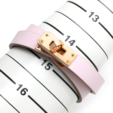 エルメス HERMES ミニ ケリードゥブルトゥール モーヴペール ヴォースイフト GP T2 ブレスレット ローズゴールド金具 ピンクゴールド金具 2重 2連 レザーブレス