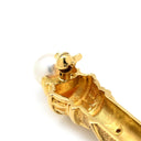 ミキモト MIKIMOTO 2Pパール 4Pダイヤ イエローゴールド K18YG パール ダイヤモンド ブローチ Au750 18K 18金 あこや アコヤ 真珠 砂目加工 梨地