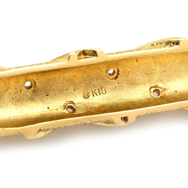 ミキモト MIKIMOTO 2Pパール 4Pダイヤ イエローゴールド K18YG パール ダイヤモンド ブローチ Au750 18K 18金 あこや アコヤ 真珠 砂目加工 梨地