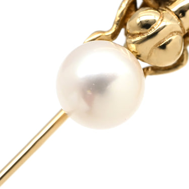 ミキモト MIKIMOTO トンボ パール ピンブローチ パールホワイトXイエローゴールド K18YG パール GP(留め具) ブローチ ヴィンテージ 1P真珠 DRAGONFLY 18K 750 YG