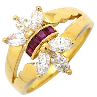 mouawad モワード ルビー ダイヤモンド イエローゴールドXホワイトゴールド K18YG ルビー ダイヤモンド リング 指輪 750AU 18K YG デザインリング 11号