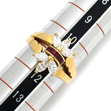 mouawad モワード ルビー ダイヤモンド イエローゴールドXホワイトゴールド K18YG ルビー ダイヤモンド リング 指輪 750AU 18K YG デザインリング 11号