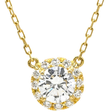 アーカー AHKAH ダイヤネックレス イエローゴールド K18YG ダイヤモンド ネックレス AHKAH Au750 18K 18金 ダイヤ 1粒 1P ヘイローペンダント