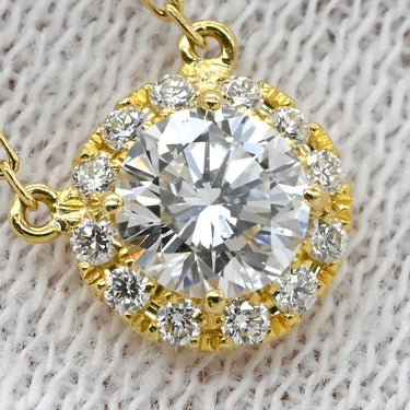 アーカー AHKAH ダイヤネックレス イエローゴールド K18YG ダイヤモンド ネックレス AHKAH Au750 18K 18金 ダイヤ 1粒 1P ヘイローペンダント