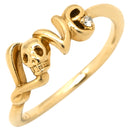 アガット agete イエローゴールド K10YG ダイヤモンド リング 指輪 10K 10金 1P 1石 1粒 ダイヤ LOVE スカル ドクロ スケルトン ピンキーリング 3.5号