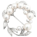 ミキモト MIKIMOTO パール ダイヤ ホワイトゴールド K18WG パール ダイヤモンド ブローチ Au750 18K 18金 サークル リーフ 葉 リース型 あこや アコヤ 真珠 パヴェ