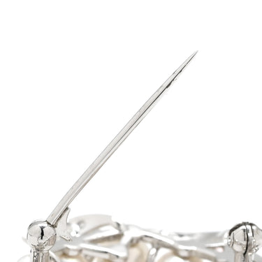 ミキモト MIKIMOTO パール ダイヤ ホワイトゴールド K18WG パール ダイヤモンド ブローチ Au750 18K 18金 サークル リーフ 葉 リース型 あこや アコヤ 真珠 パヴェ