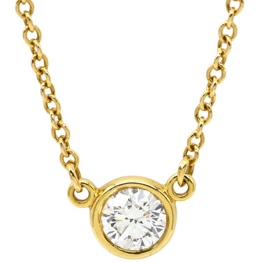 ティファニー Tiffany & Co バイザヤード シングルダイヤモンド ペンダント イエローゴールド K18YG ダイヤモンド ネックレス Au750 T&Co. 1石 1P エルサペレッティ