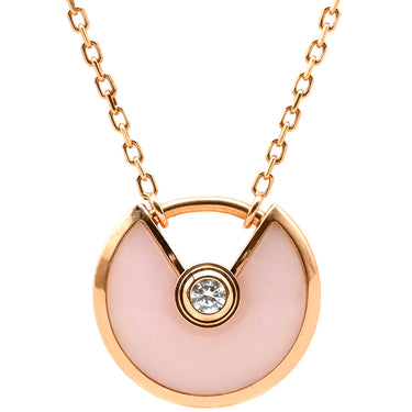 カルティエ Cartier アミュレット ドゥ カルティエ B7224519 ピンク×ピンクゴールド K18PG ダイヤモンド ピンクオパール ネックレス 1Pダイヤ ピンクオパール