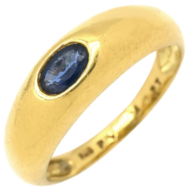 ポンテヴェキオ Ponte Vecchio 0.27ct サファイア イエローゴールド×ブルー K18YG サファイア リング 指輪 Au750 18K 18金 オーバルカット 覆輪留め 甲丸 8号
