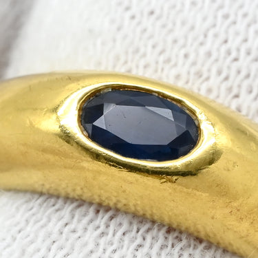 ポンテヴェキオ Ponte Vecchio 0.27ct サファイア イエローゴールド×ブルー K18YG サファイア リング 指輪 Au750 18K 18金 オーバルカット 覆輪留め 甲丸 8号