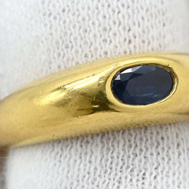 ポンテヴェキオ Ponte Vecchio 0.27ct サファイア イエローゴールド×ブルー K18YG サファイア リング 指輪 Au750 18K 18金 オーバルカット 覆輪留め 甲丸 8号