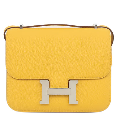 エルメス HERMES コンスタンス ミニ 3 ミロワール ジョーヌアンブル ヴォーエプソン ショルダーバッグ シルバー金具 黄色